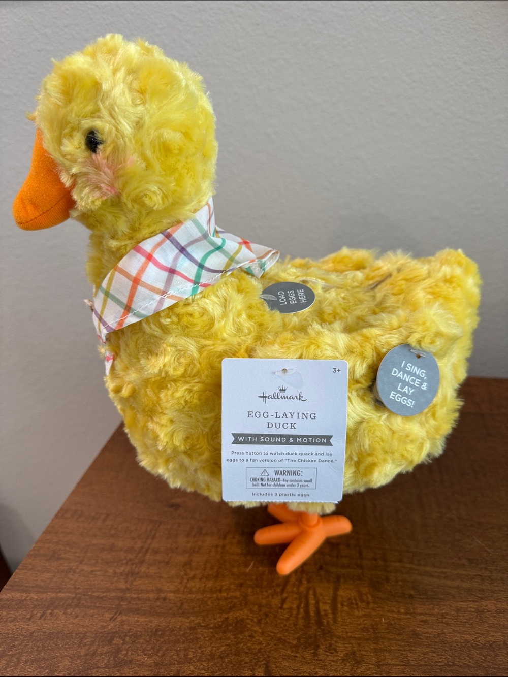 Hallmark Yellow Plush Egg-Laying Duck with Orange Beak. NWT